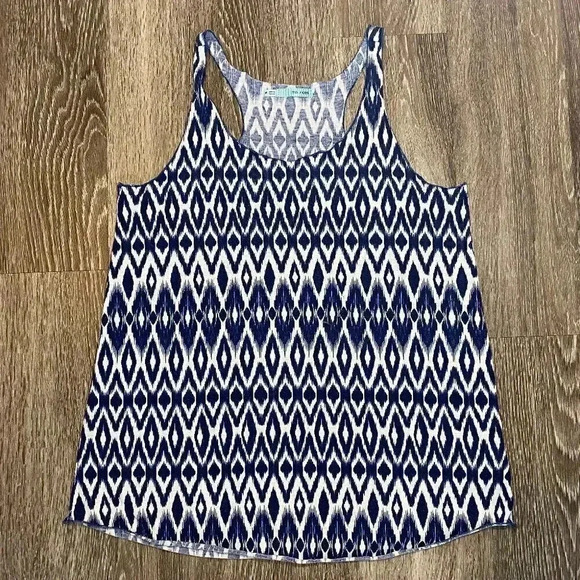 Womens Maurices Blue and White Aztec Print Tank Top - M - Picture 1 of 5